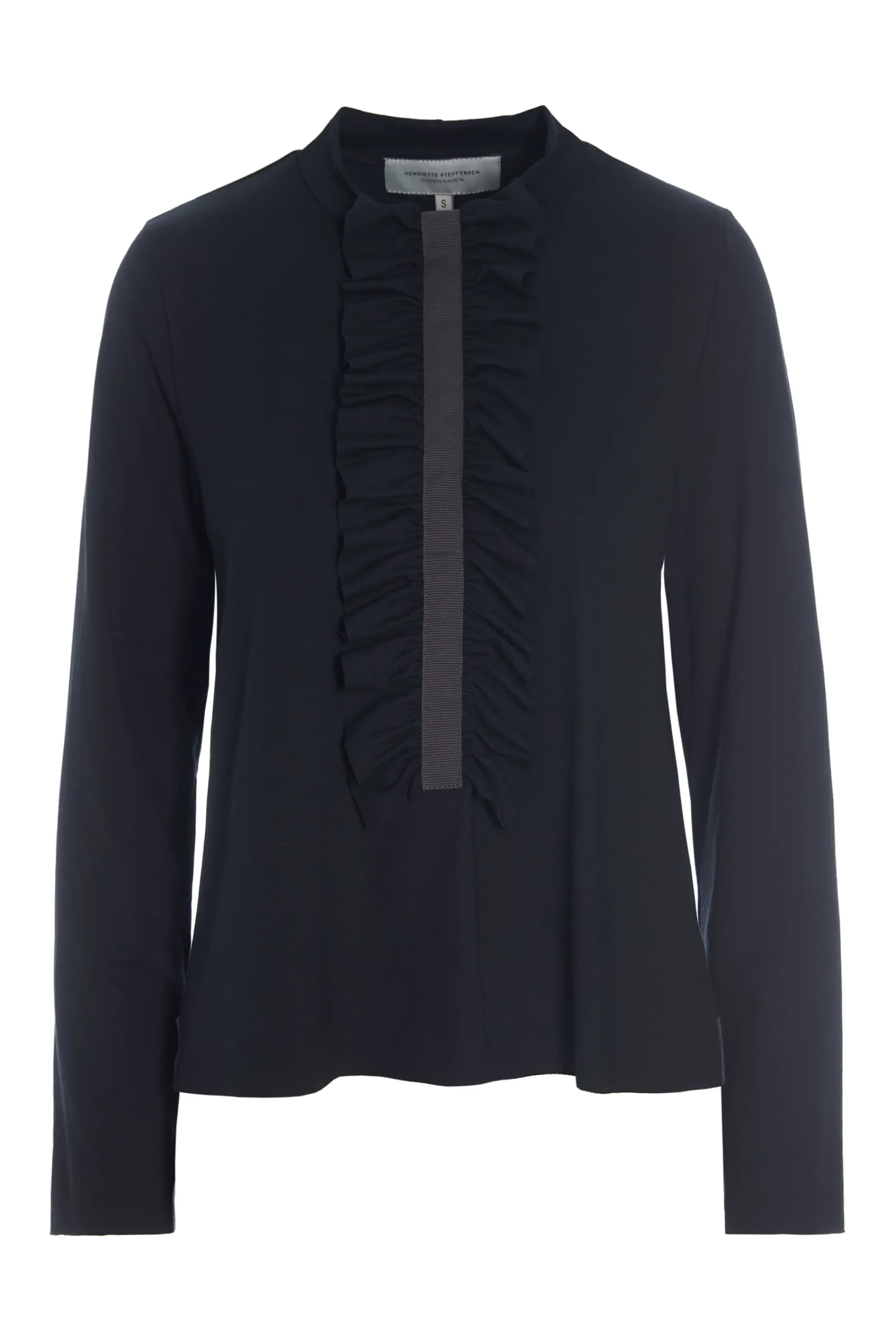 Henriette Steffensen Copenhagen BLUSE M/ RÜSCHEN | 96090 BLACK New