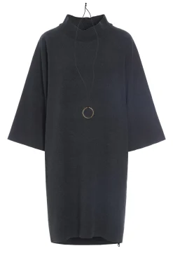 Henriette Steffensen Copenhagen KLEID MIT HOHEM HALS | 3243 SOFT BLACK New