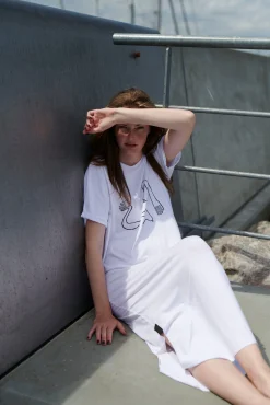 Henriette Steffensen Copenhagen LANGES KLEID M/DRUCKEN | 98038 WHITE Best Sale
