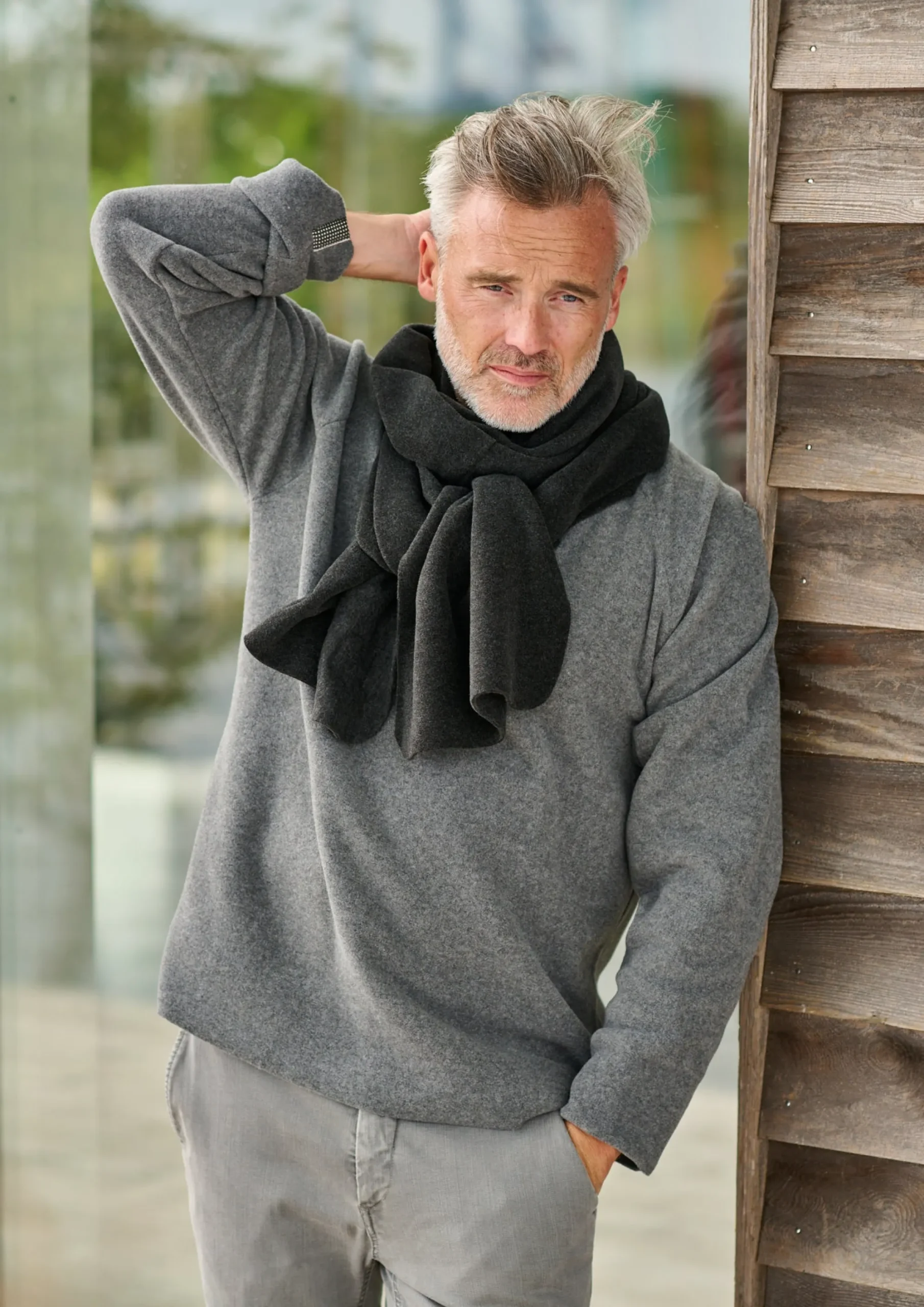 Henriette Steffensen Copenhagen SCHAL AUS WEICHEM FLEECE | 1004C SOFT BLACK Shop