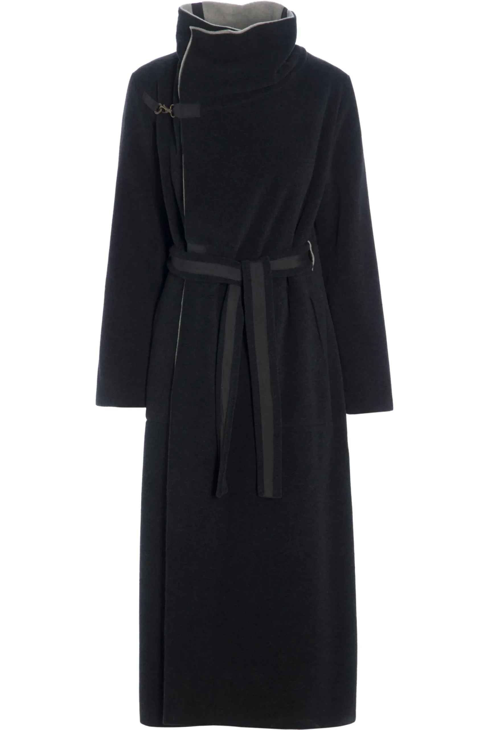 Henriette Steffensen Copenhagen TRENCHCOAT AUS DOPPELLAGIGEM FLEECE | 7145 SOFT BLACK/SAND Best