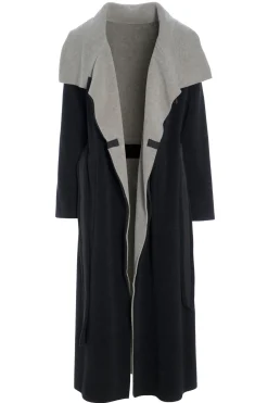 Henriette Steffensen Copenhagen TRENCHCOAT AUS DOPPELLAGIGEM FLEECE | 7145 SOFT BLACK/SAND Best